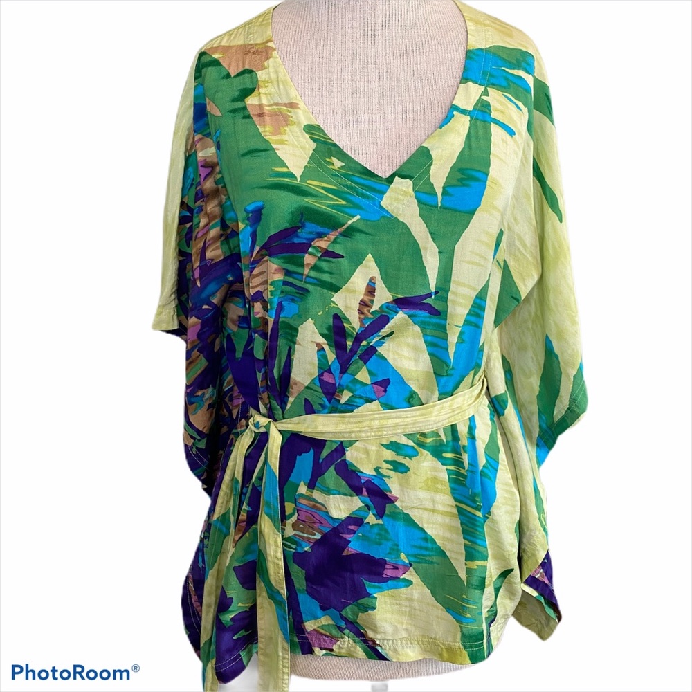 Dana Buchman Green and Blue Patterned Top